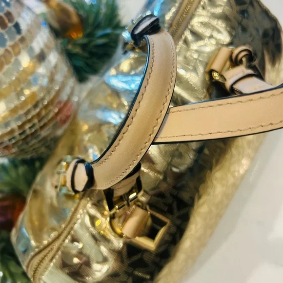 Michael Kors Gold Oversized Satchel Bag - Picture 8 of 10